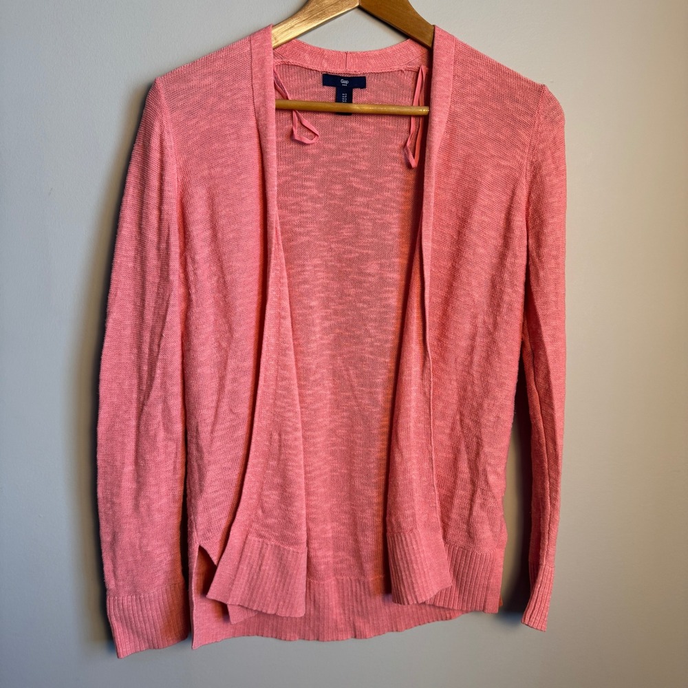 Gap Pink Slub Knit Open Front Cardigan Sweater Size Small‎ Office Chic Casual